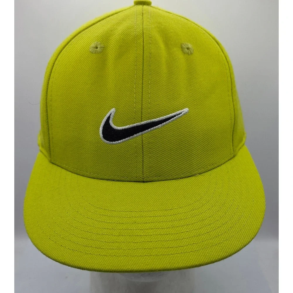 Nike‎ Classic Pro Fitted Baseball Cap Lime Green Hat Swoosh Logo Size 7 3/8